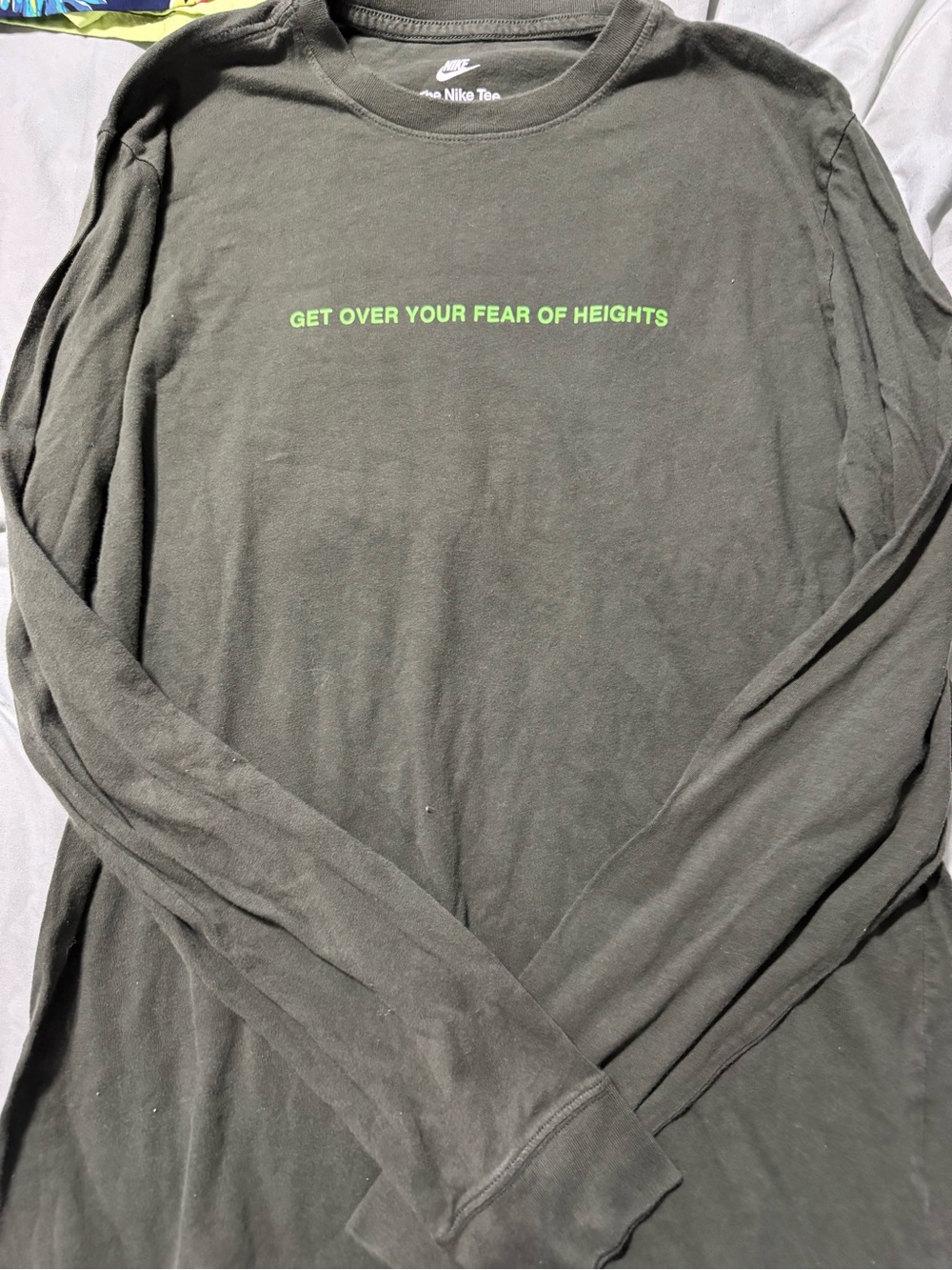 Nike Black Long Sleeve Tee with Neon Green Text
